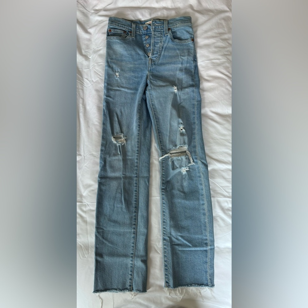 Signature by Levi Strauss Blue Straight Leg Jeans with Classic Stitching